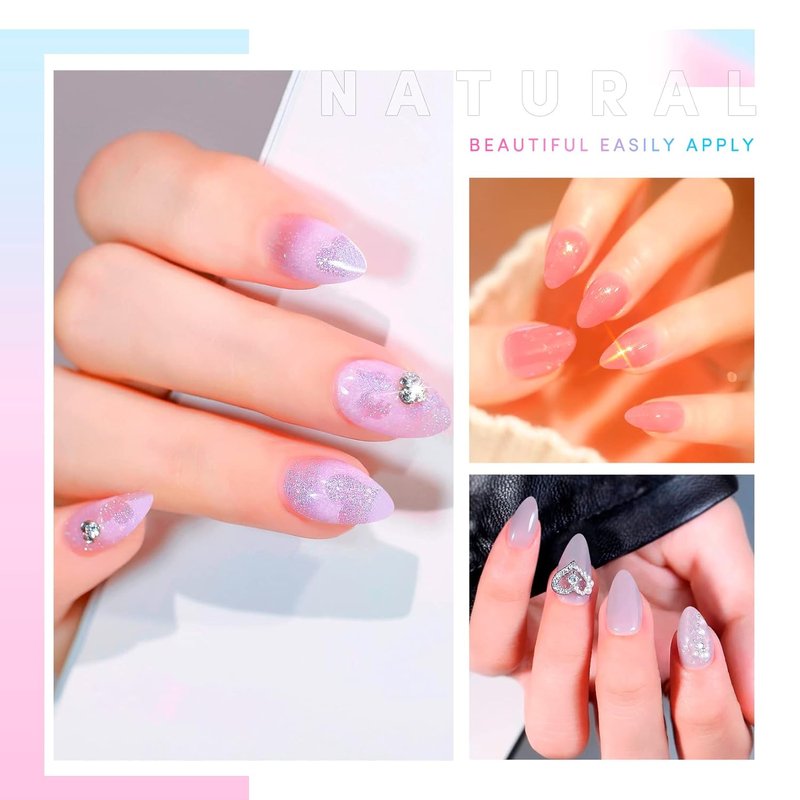 Krofaue Almond Nail Tips - 240 Pcs Clear Full Cover Soft Gel Fake Nails | 12 Sizes for Easy DIY Manicures