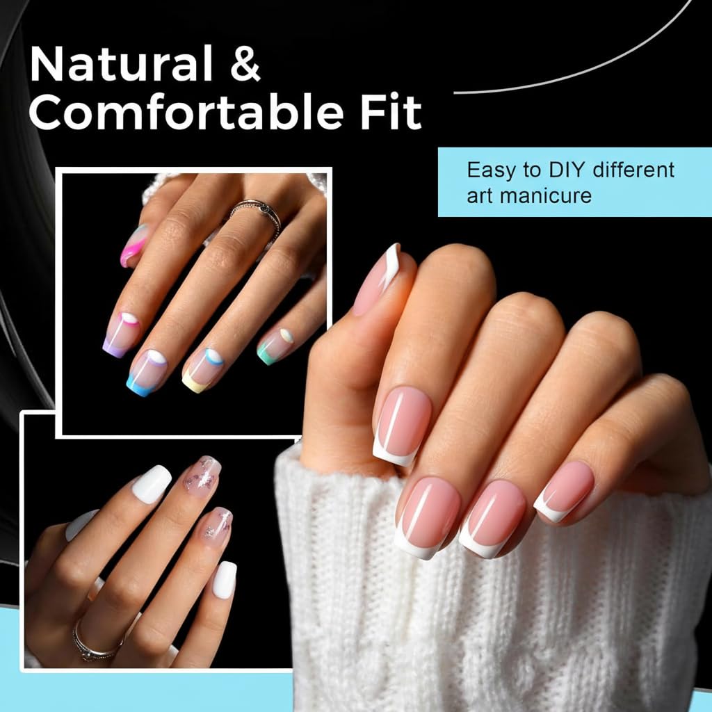 TOMICCA Extra Short Coffin Nail Tips 15 Sizes 240Pcs Acrylic Nails Pre-shape Gel Nail Tips Full Cover Clear Nails For for Beginners and Professionals Nail Extension, Home DIY Salon