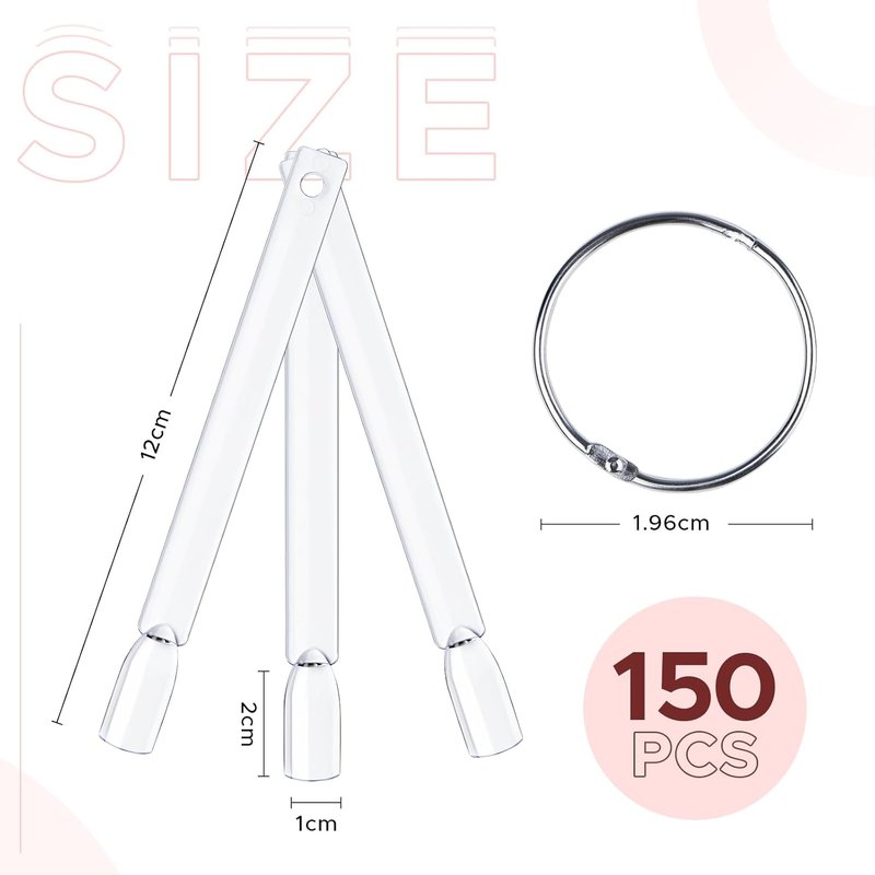 AZUREBEAUTY 150 Pcs Clear Nail Color Sticks, Fan Shape Nail Art Polish Display Tips, False Nail Sample Sticks, Nail Practice Color Display, Transparent Polish Board, Nail Art Tools Set