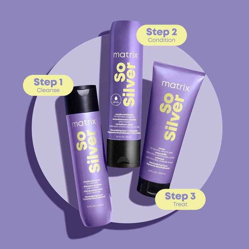 MATRIX So Silver Purple Shampoo & Conditioner Set | Tones Blondes & Greys, Removes Brassiness, Vegan Haircare