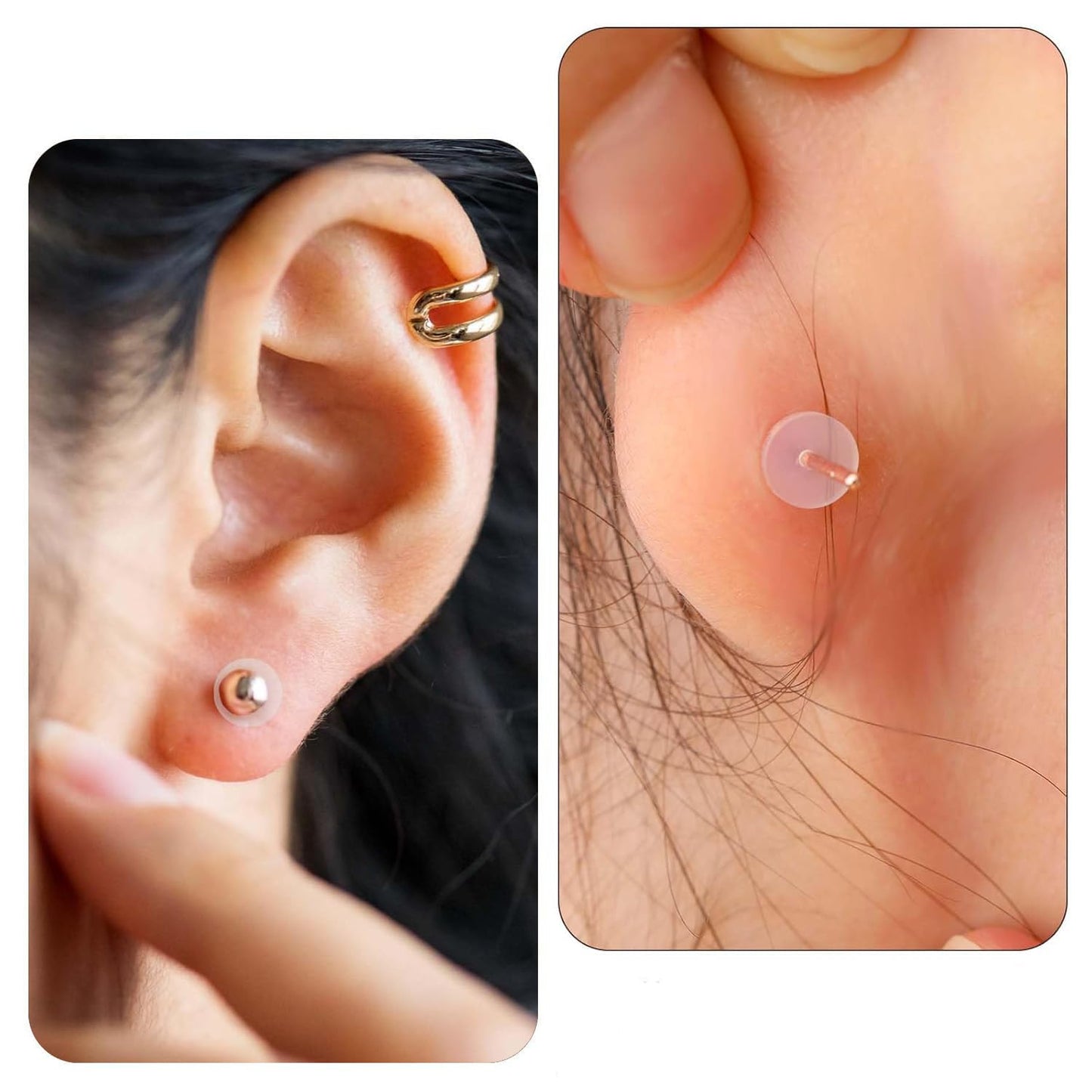 Orglace Ear Piercing Kit,Disposable Ear Piercing Gun with 5mm Cubic Zirconia Star Ear Stud,Clear Piercing Disc for Piercing Bump,At Home Self Ear Piercer Kit (2 Pack)