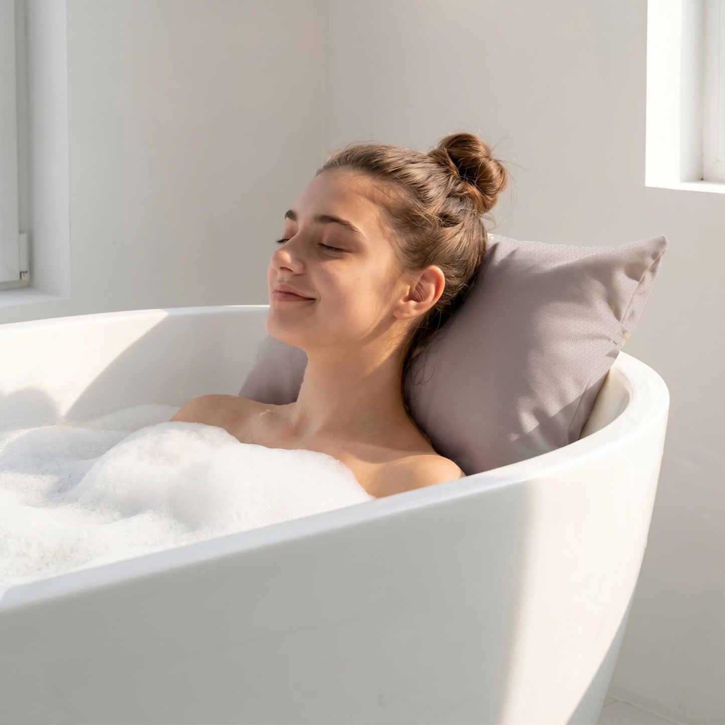 Luxury Bathtub Pillow, Skin-Friendly Cushion, Support Back, Neck & Head, Non-Slip, Adjustable Thickness Fits All Tub, Washable & Quick-Drying - Gift for Christmas Birthday Mother's Day