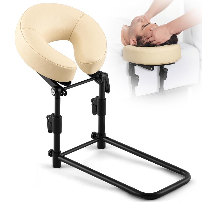 Qunclay Adjustable Massage Headrest for Bed, Portable Mattress Massage Face Cradle with Soft Pillow Cushion, Face Down Pillow After Eye Surgery for Professional and Home Use(Apricot)