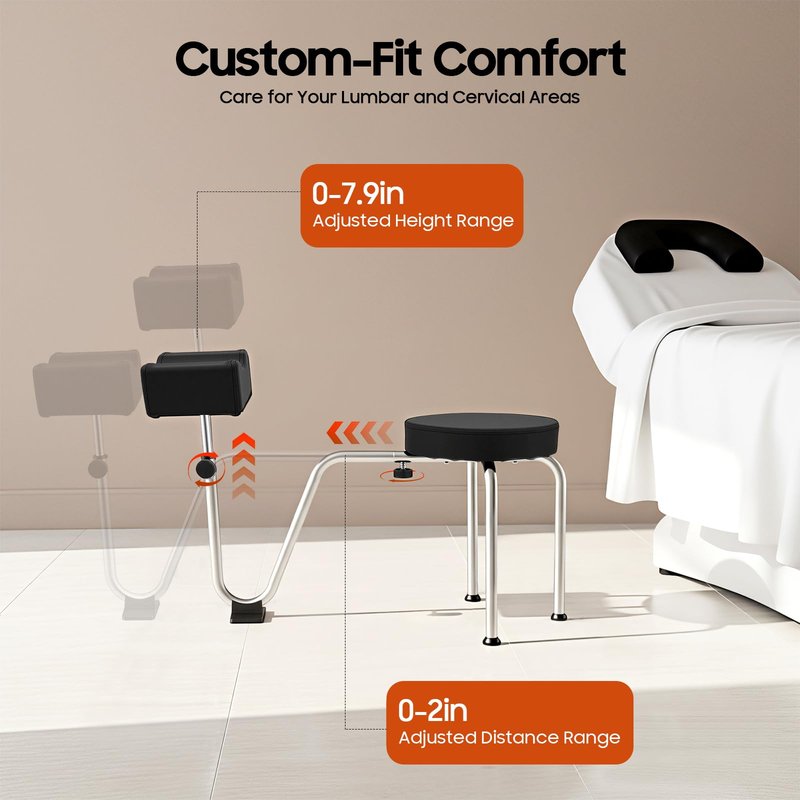 Pyroarle Portable Pedicure Foot Rest Stool, Adjustable Height, Black, for Spa, Beauty Salon, Studio
