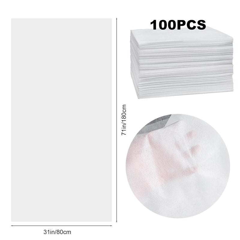 Disposable Non-Woven Massage Table Covers - 100 Pack 31" x 71" Waterproof Spa Sheets for Facial, Tattoo & Waxing