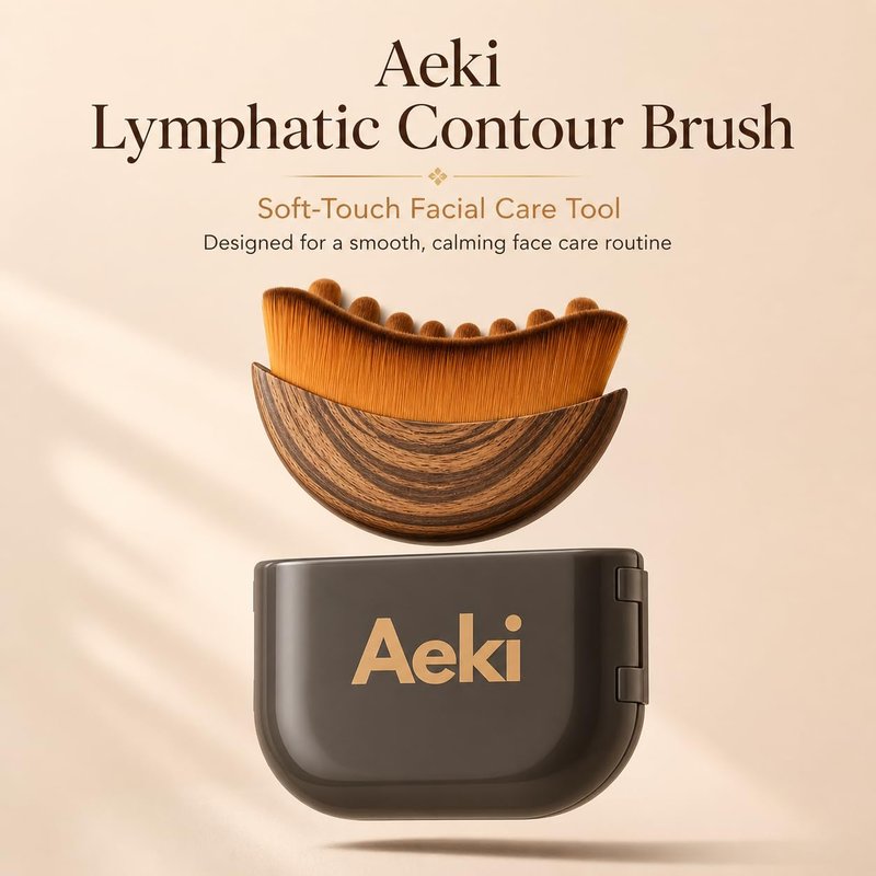 Aeki Lymphatic Contour Face Brush - Lymphatic Drainage Massager, Dry Facial Gentle Beauty Tool - Chin & Jawline Sculpting - for All Skin