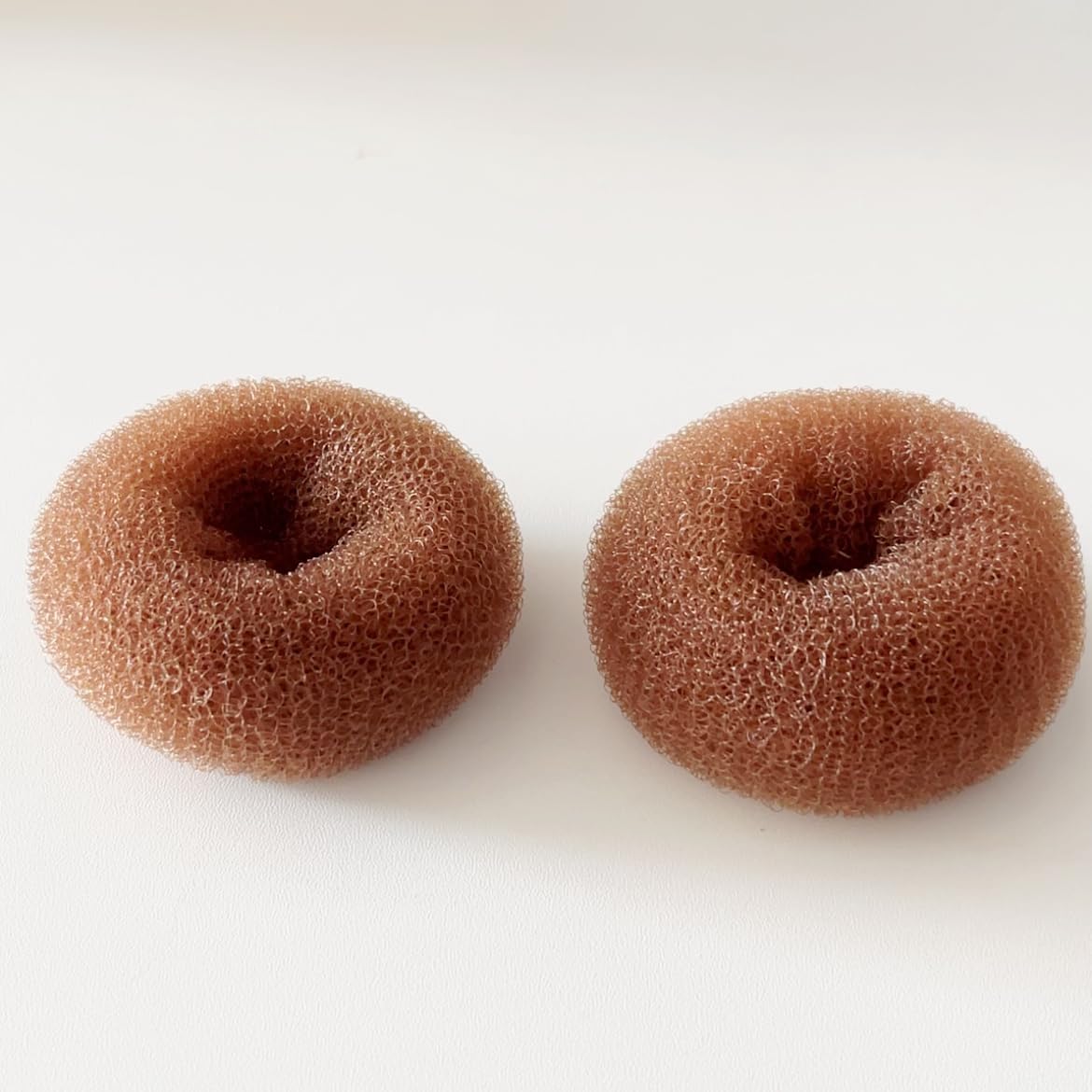 SQULIGT Pack of 2 Medium Hair Bun Maker, Hair Donut Set for Kids Girls Women, Hair Donut Bun Maker Tool for Short and Thin Hair Crown Shapers Accessories (Size M/ 3 Inch, Light Brown)
