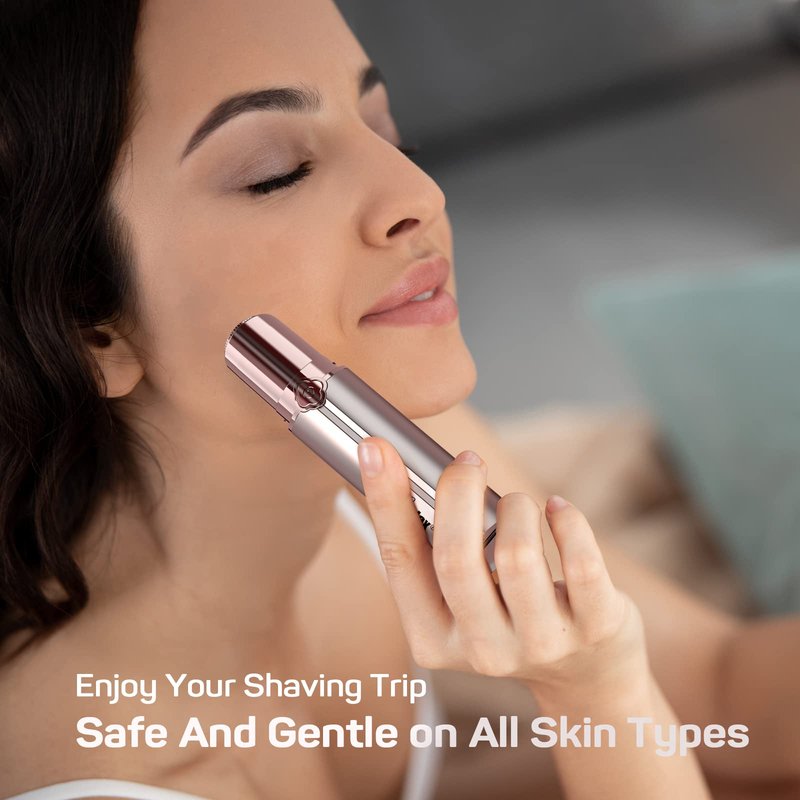Hair Removal Device, Facial Hair Removal for Women- Gurelax Womens Hair Remover Painless Face Hair Removal/Shavers for Chin Upper Lip Peach Fuzz-Included 4 x Replacement Heads