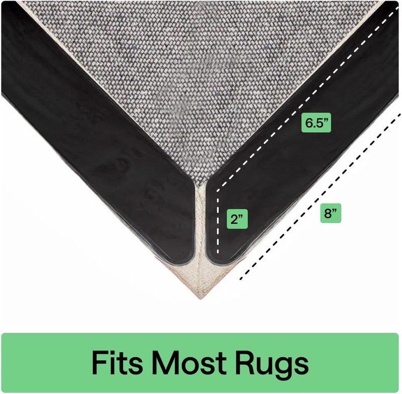 GORILLA GRIP® Rug Gripper Pads, 12 pc Reusable Double-Sided Stickers Keep Area Rugs Corners Flat, Grips Hardwood, Tile and Laminate Floors, Renter Friendly, Holds Down Carpet in Place, Home Décor