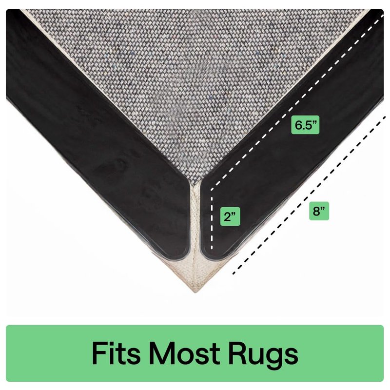 GORILLA GRIP® Rug Gripper Pads, Extra Long Reusable Double-Sided Adhesives Keep Area Rugs Corners Flat, Grips Hardwood, Tile and Laminate Floors, Renter Friendly, Holds Down Carpet in Place, 8 Pcs