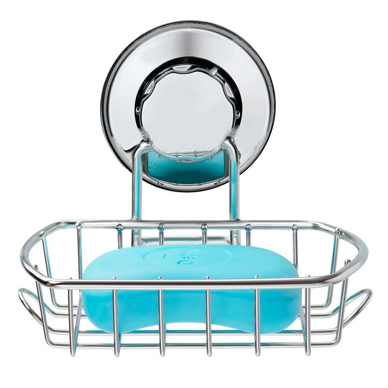 SANNO Suction Cups Shower Caddy with Soap Holder, Rustproof Stainless Steel Wall Mounted Shower Basket