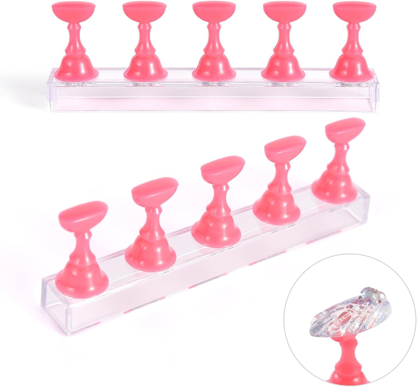 Skiennix Nail Stand Set - Magnetic Display Holder for Press-On Nails | Pink | Perfect for Home & Salon Use