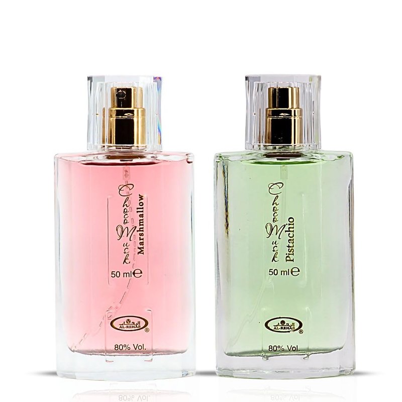 Al-Rehab Choco Musk Marshmallow & Pistachio Eau de Parfum Sprays 50ml (1.65 oz) | Gourmand Perfume with Chocolate & Vanilla | Long-Lasting Sweet Fragrances (Bundle)
