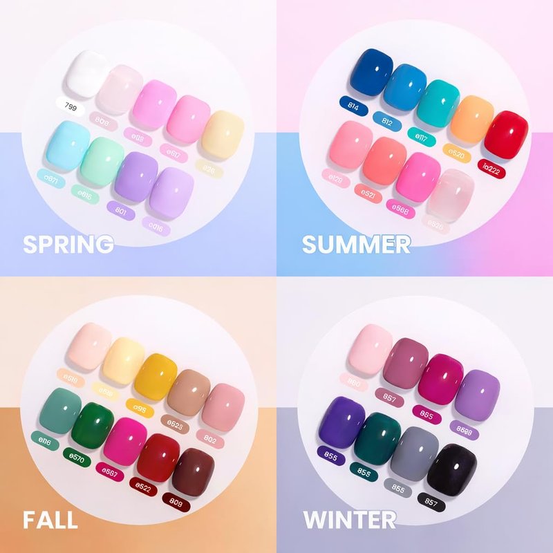beetles Gel Polish Set Vivid Seasons - Spring Gel Nail Polish Set 36 Colors Pink Yellow Green Purple Jelly Shades 45pcs with Base & Top Coat UV LED Soak Off DIY Salon Summer Gift for Women & Girls