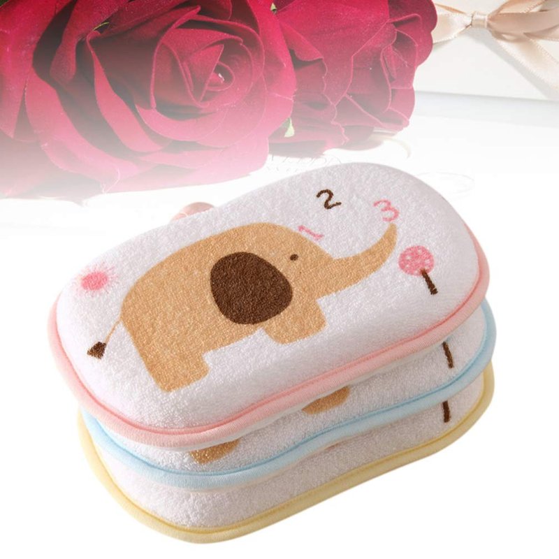 Lurrose 3PCS Baby Bath Sponge Cartoon Elephant Soft Cotton Scrubber Bath Brush Rubbing Towel for Toddler Infant (Mixed Color)