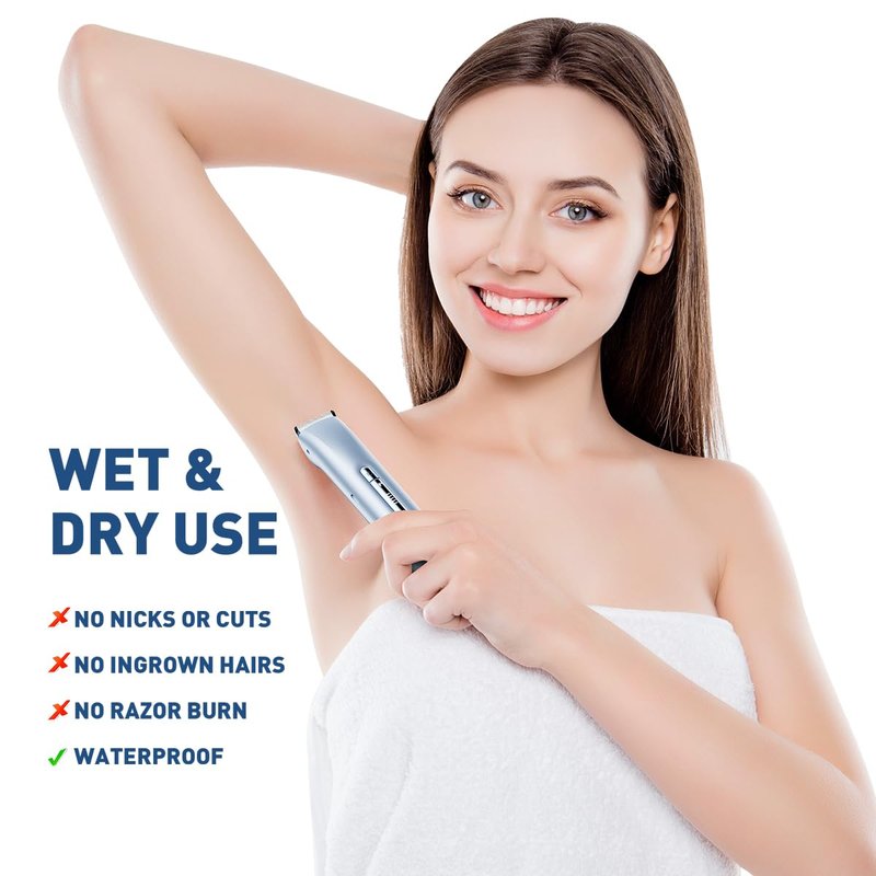Bikini Trimmer for Women,2 in 1 Womens Electric Razors,Dual Head Shaver for Women Lady Facial Pubic Legs Private Area Body Hair,IPX7 Waterproof Wet & Dry