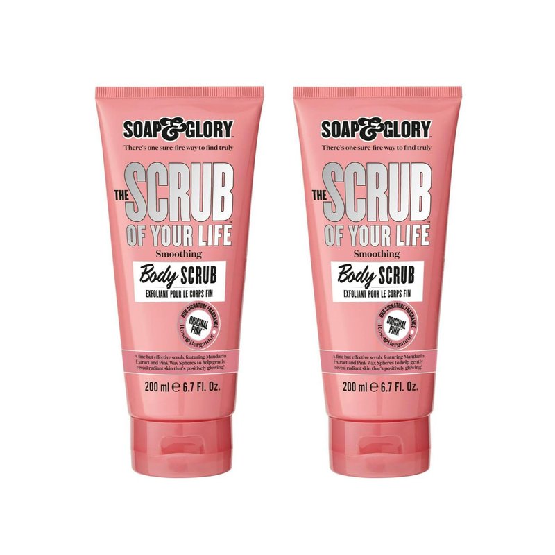 Soap & Glory Original Pink The Scrub Of Your Life Exfoliating Body Scrub - Smoothing & Buffing Vegan Scrub - Rose & Bergamot Body Polish with Shea Butter & Vitamin E (200ml, 2 pack)