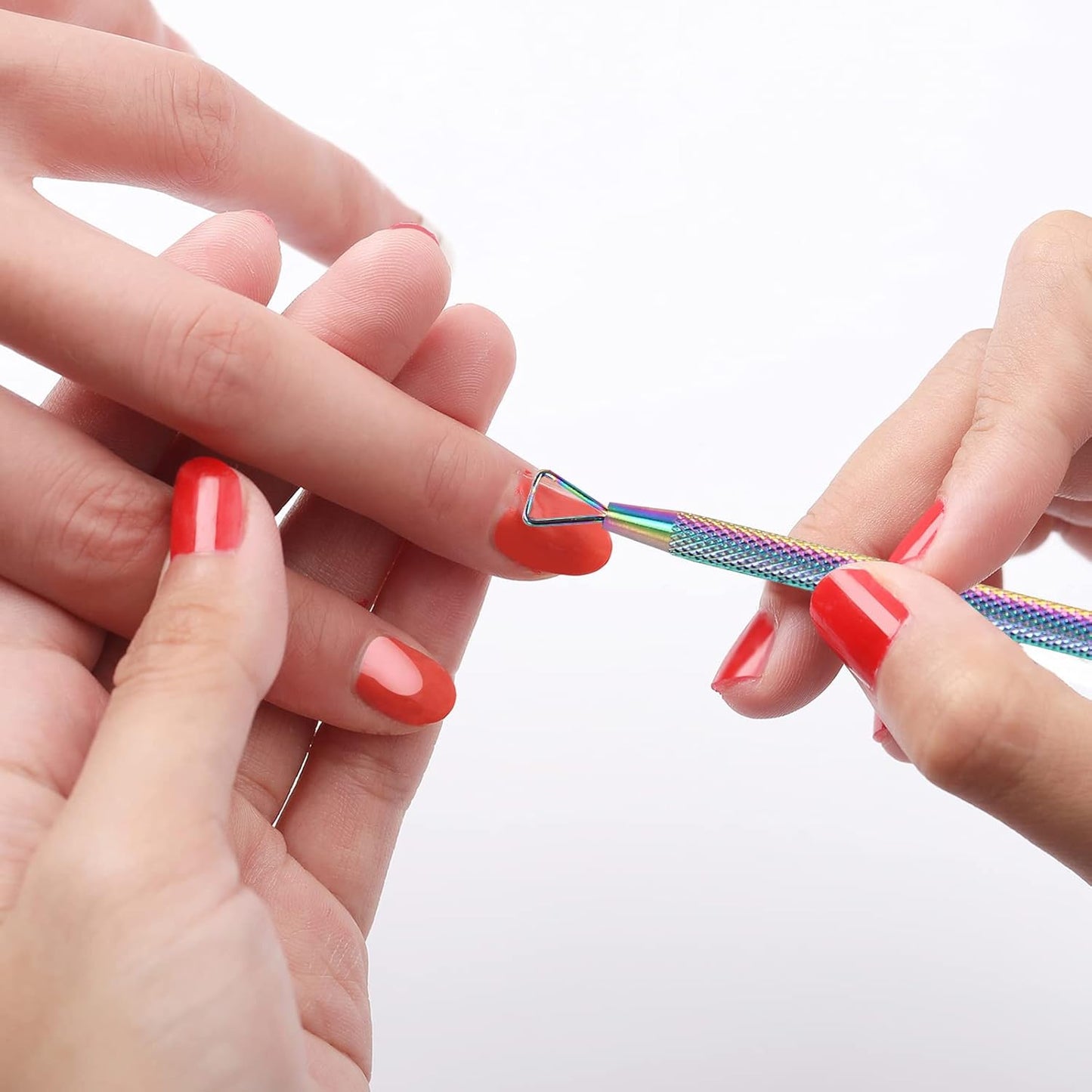 YINYIN Cuticle Trimmer Set - Durable Cuticle Remover with Pusher & Cutter | Rainbow Finish