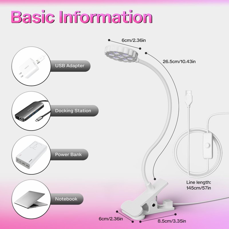 LIORA UV LED Nail Lamp: Portable USB 6W Flexible Gooseneck Desk Lamp with Clamp, Flash Cure Gel Nail Dryer for Home DIY & Salon Use