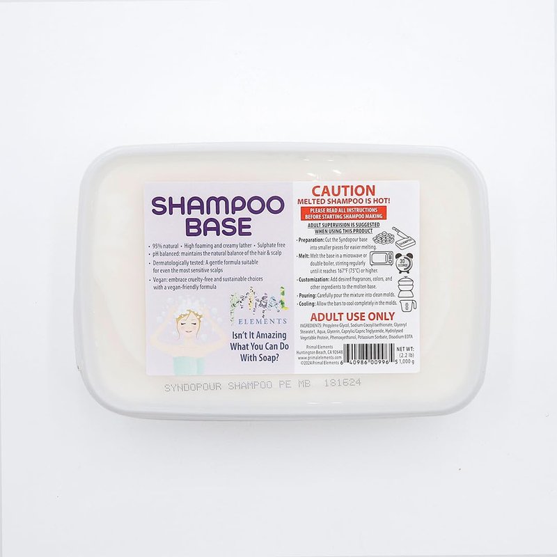 Melt and Pour Shampoo Base - Primal Elements 2lb | Natural Ingredients for Custom Formulations