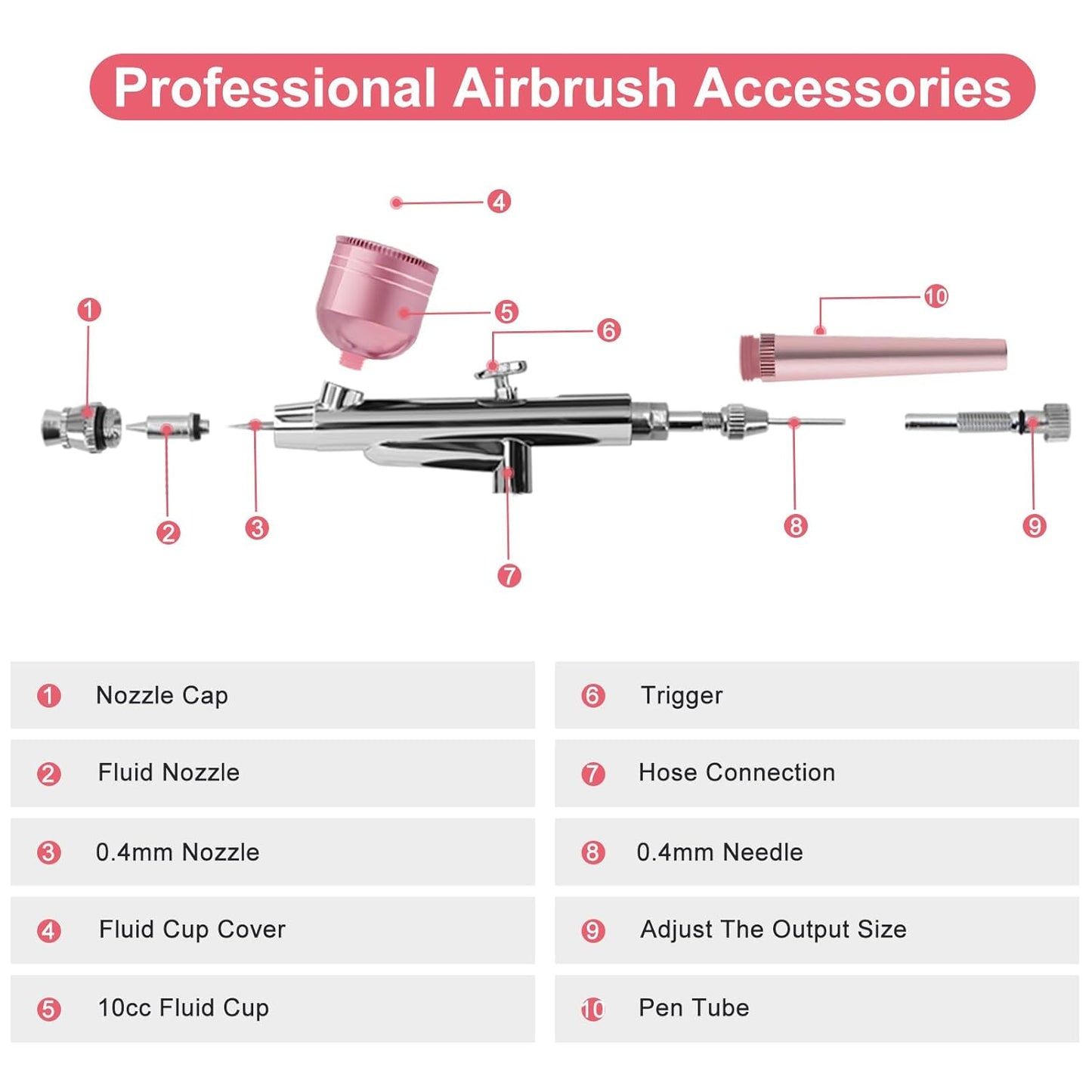 ZPSHYD Airbrush Kit - Portable Wireless Air Brush with Compressor for Nail Art & Makeup (Pink)