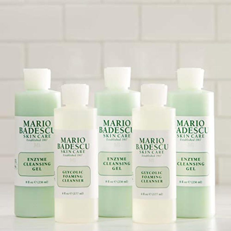 Mario Badescu Enzyme Cleansing Gel Face Wash, Oil-Free Facial Cleanser with Papaya Enzyme & Grapefruit Extract, Exfoliating Skin Care for All Skin Types, Removes Excess Oil & Impurities, 8 Fl Oz