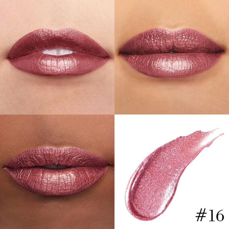 2-in-1 Mauve Metallic Lipstick & Lip Liner - Long-Lasting Waterproof Shimmer Lip Color | Vegan & Cruelty-Free
