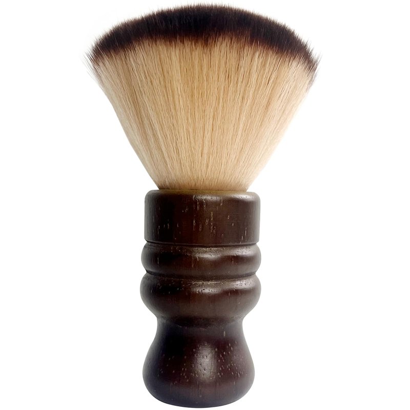 Jaasuee Large Neck Duster Soft Nylon Hair Barber Brush with Wooden Handle Face Cleaning Hairbrush for Haircuts and Styling Kits, Brown