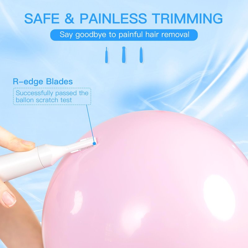 HEBECA Ear Nose Hair Trimmer for Women, Eyebrow & Face Hair Trimmers, 3in1 Electric Facial Hair Trimmer, Waterproof & Rechargeable Women's Face Hair Remover Portable (White)