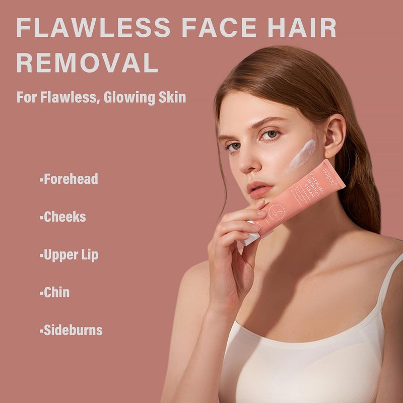Facial Hair Removal Cream for Women - Painless Gentle Depilatory Cream for Upper Lip Chin & Face with Spatula, 4-Minute At-Home Sensitive Skin Hair Remover, 1.69 Fl Oz