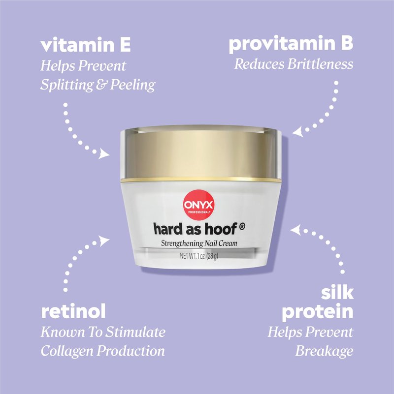 Onyx Professional Hard As Hoof Nail Strengthening Cream, Unscented - Nail Growth & Conditioning Cuticle Cream Stops Splits, Chips, Cracks & Strengthens Nails, 1 oz