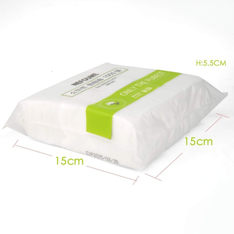 1000 PCS Thin Makeup Facial Cotton Pads, Square Makeup Remover Cotton Pads, Facial Eye Lip Nail Polish Makeup Remover, Non-Woven Cotton, Lint Free