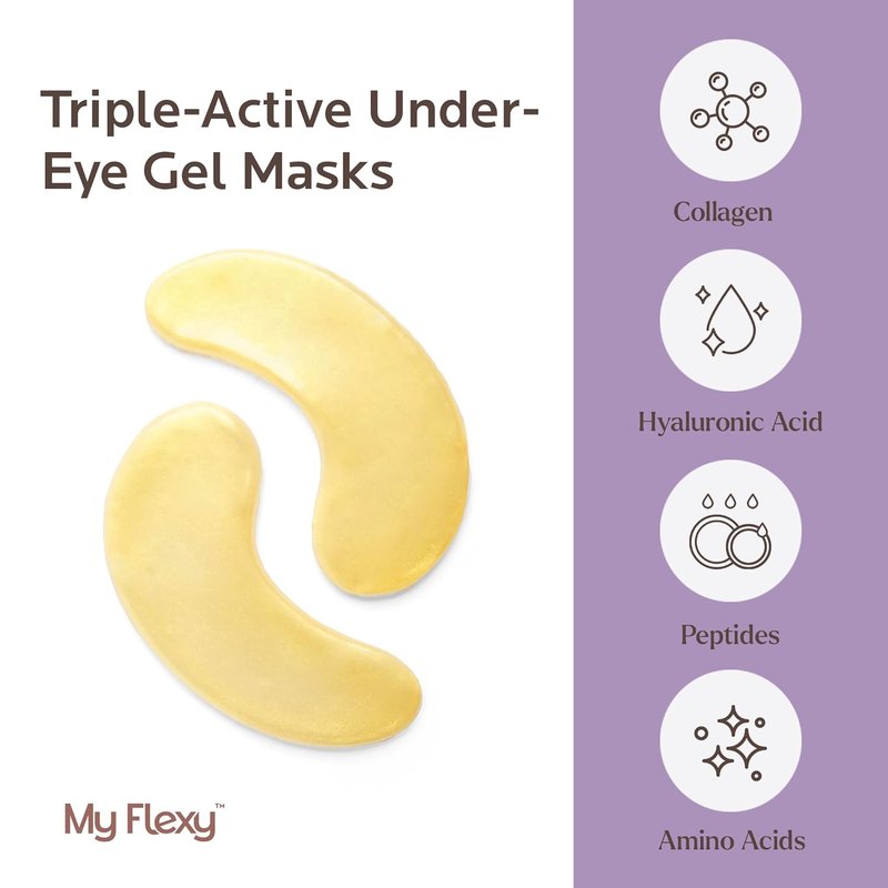 Skiennix 24K Gold Under Eye Patches - Collagen & Peptides for Puffy Eyes and Dark Circles | 24 Pairs