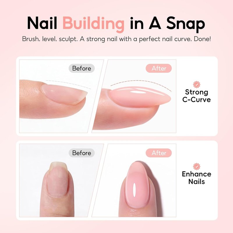 PEACECOLOR Builder Nail Gel Polish Set - 6 Colors for DIY Nail Extensions | Thickening Rubber Base Gel