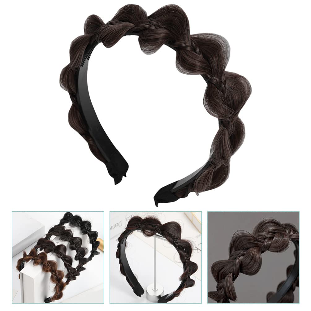 Uonlytech Braided Headband with Teeth Synthetic Hair Braid Hairband Hair Accessory for Women Comfortable Natural Look Hoop for Daily Wear Sports and Parties