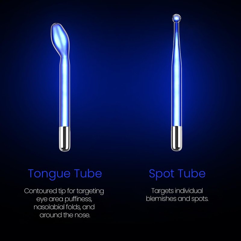 NuDerma Fusion Wand Accessory Set - Neon & Argon Glass Applicators for High Frequency Systems