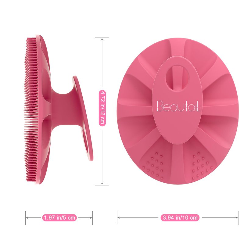 BEAUTAIL Silicone Body Scrubber Shower Bath Wash Brush Gentle Exfoliating Scrub Cleansing Loofah for Women Men Baby Sensitive Skin, Easy to Clean, Lather Nicely, More Hygienic, 1 Pack, Pink