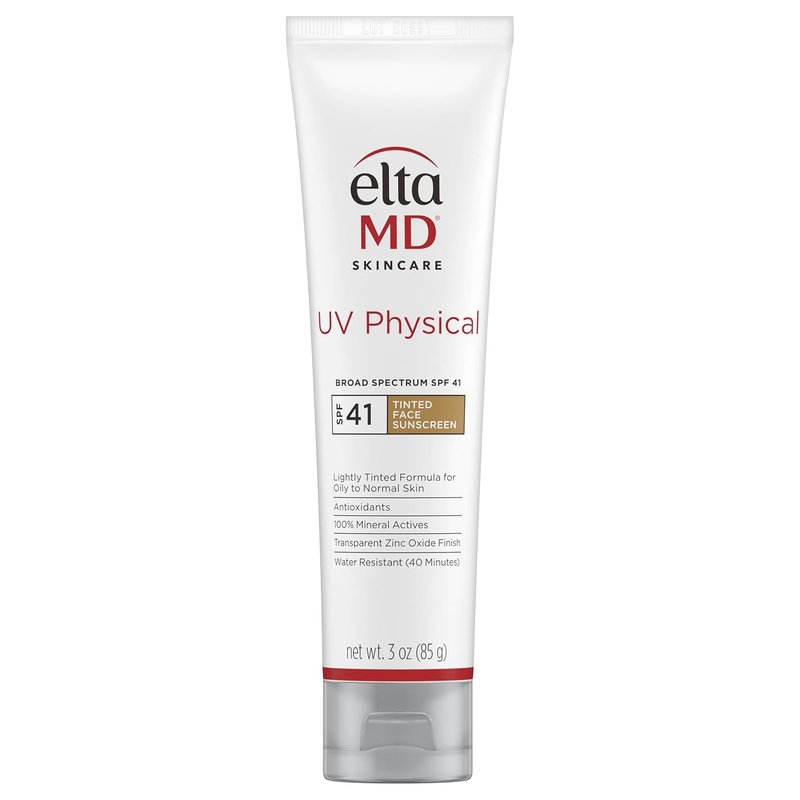 EltaMD UV Physical Tinted Sunscreen SPF 44 - 100% Mineral Zinc Oxide Formula for Face | Lightweight & Sheer Finish