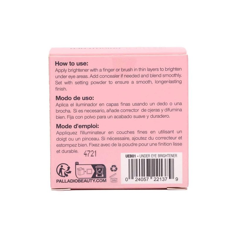 Palladio Under Eye Brightener - Conceal Dark Circles & Brighten Tired Skin | Light to Medium (Soft Pink)