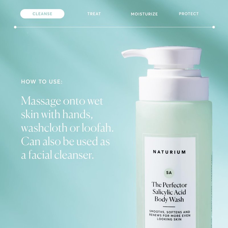 Naturium The Perfector Salicylic Acid Body Wash, Gentle & Smoothing Cleanser, 16.9 oz