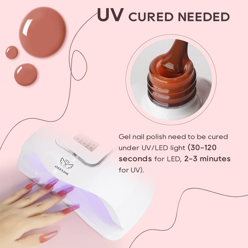 Aieenjor Nude Gel Nail Polish, 0.5 Fl Oz UV LED Soak Off Cocoa Brown Gel Polish, Long Lasting Jelly Translucent Gel Polish for Nail Art DIY Manicure and Pedicure, 37