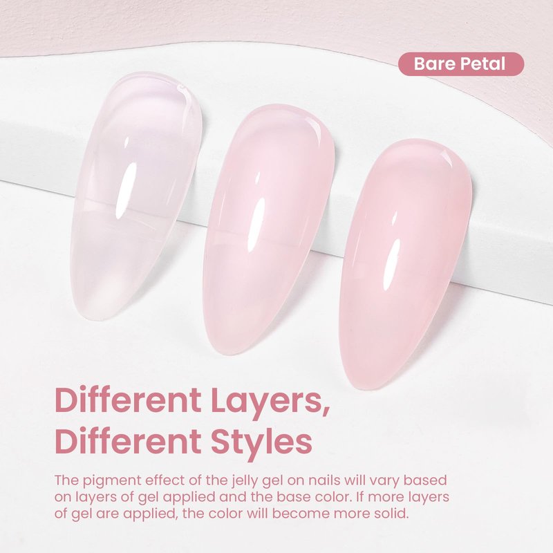 Beetles Stay Shining Bare Petal Nude Gel Nail Polish - 15ml Jelly Neutral Nude Pink Gel Polish Base Color Nail Concealer Sheer Pink Soak Off UV Translucent Effect Manicure Gift for Women