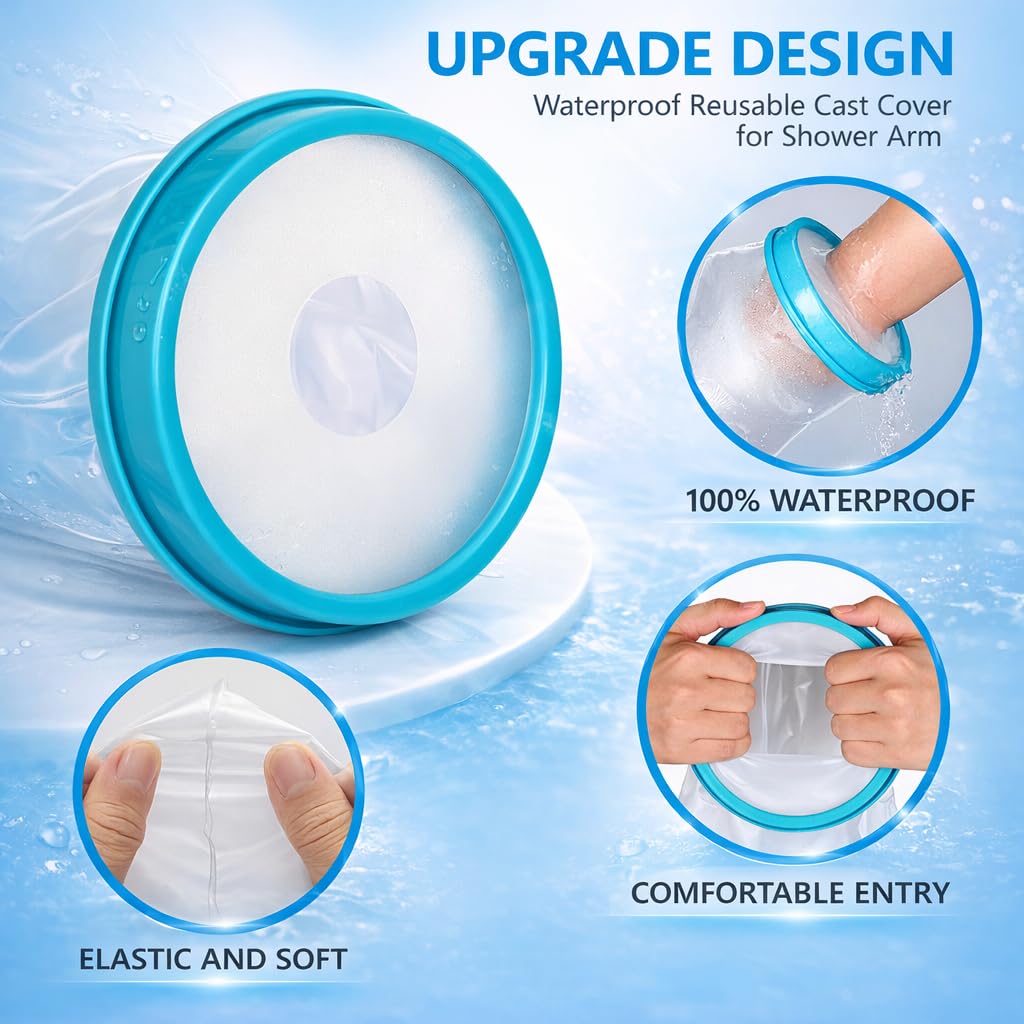 Waterproof Hand Cast Cover for Shower After Surgery — Reusable Leak-Proof Wrist & Finger Cast Protector for Adults, Comfortable Watertight Cover for Broken Hand, Wound, Swimming & Daily Recovery