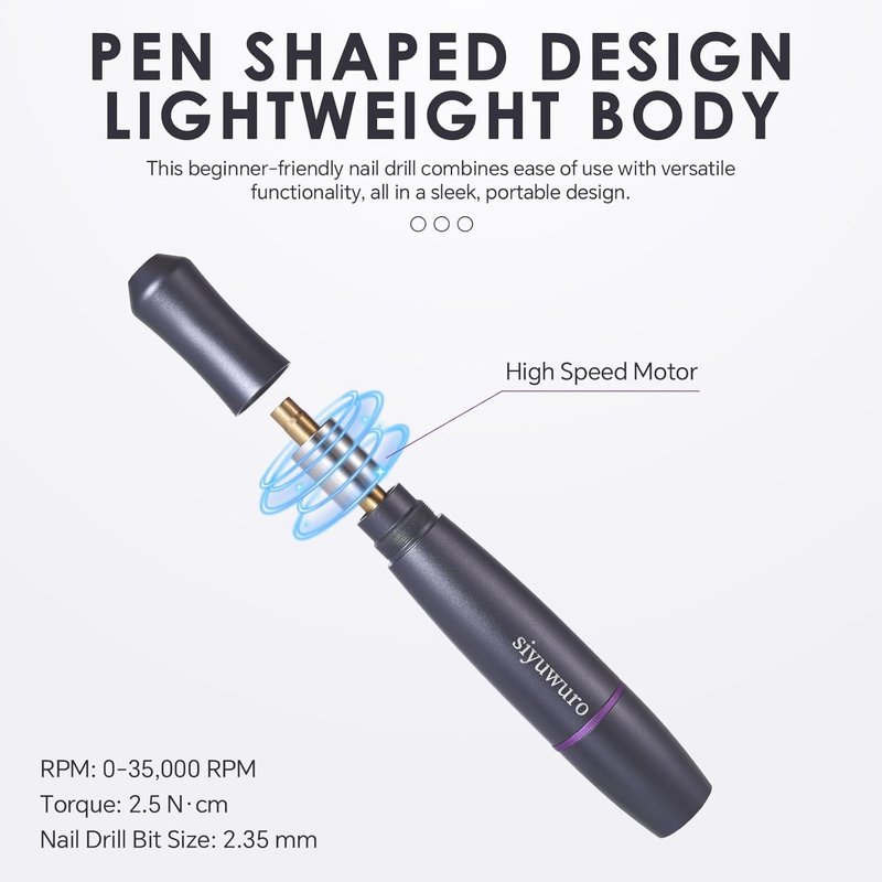 Electric Nail Drill Machine - Portable Electric Nail File for Acrylic & Gel Nails | Professional Manicure Kit in Grey