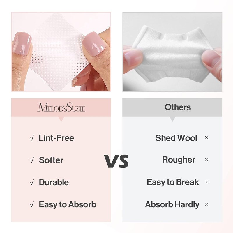 MelodySusie Lint-Free Nail Wipes - 1050 Pcs Super Absorbent Soft Non-Woven for Polish & Extensions