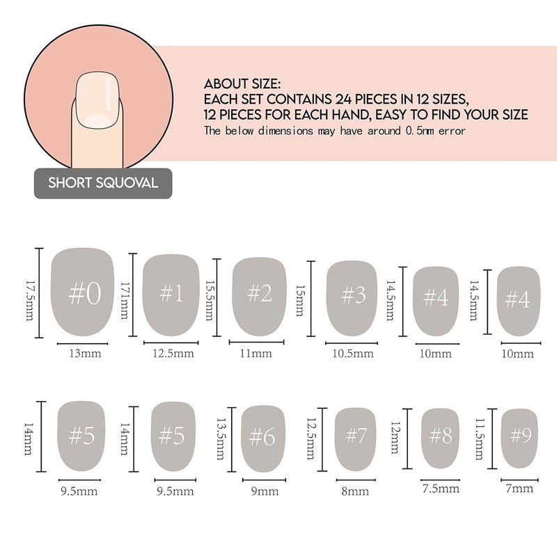 GLAMERMAID Nude Pink Short Press-On Nails - Natural Extra Short Squoval Gel Fake Nails for Women | Reusable Acrylic Manicure Kit