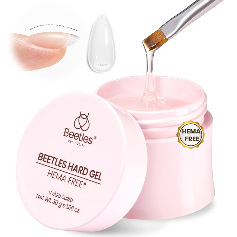 Beetles HEMA-Free Hard Gel-Dewy Breeze 1 oz 9 in 1 Nail Extension,Sculpting,Building Apex & Nail for Pros,Clear Builder Nails Gel,High Hardness, UV & LED Lamp Needed