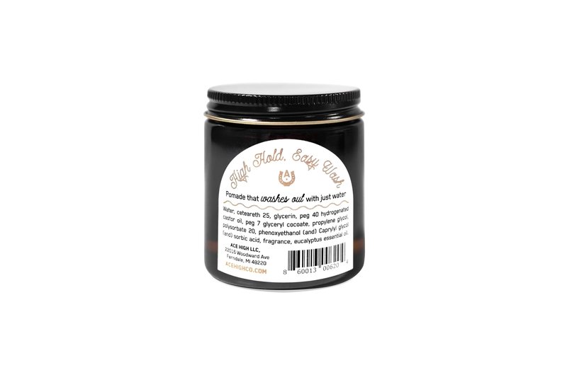 ace high Cool Water Gel Pomade, High Hold, Medium Finish, Natural Shine, Water Based, Hand Crafted, 4oz