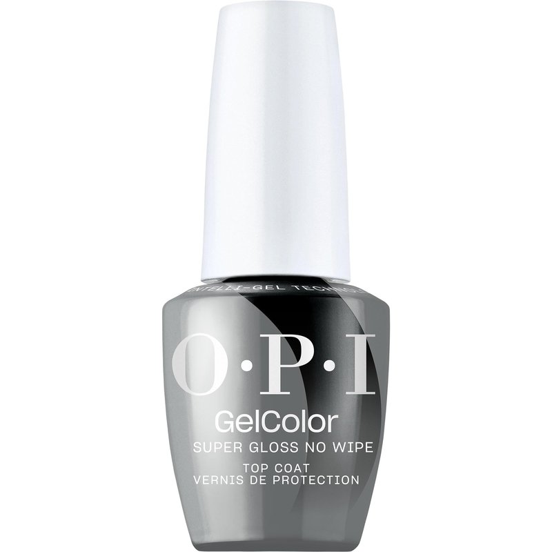 OPI GelColor Super Gloss No Wipe Top Coat | LED Cure Gel Nail Polish with High Shine Finish | For Nail Art & Chrome Powder Looks | Protects Color & Prevents Chipping | 0.5 Fl Oz