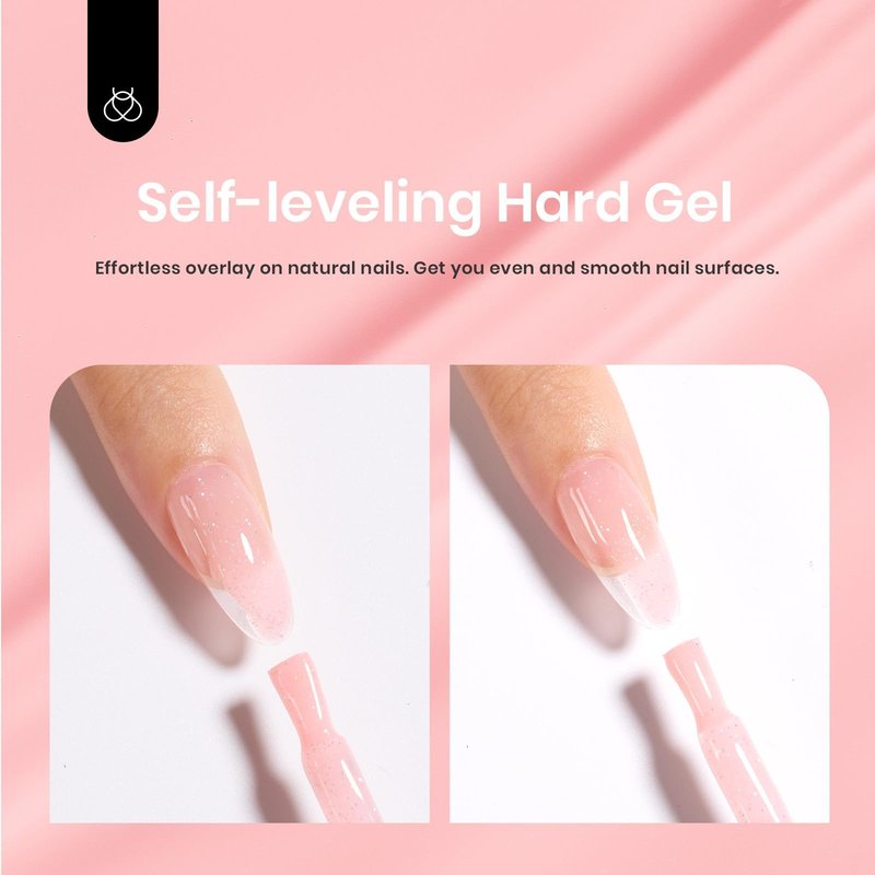 Beetles Builder Gel for Nails-Starlit Nude 8 in 1 Nail Thickening Strengthening Building Apex for Beginner DIY Salon at Home,Shimmer Pink Builder Nail Gel,UV & LED Lamp Cured Needed